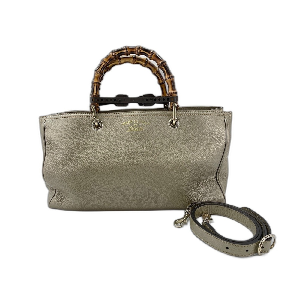 GUCCI Gold Leather Bamboo Bag